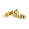 Hip hop grillz altın oyma desen diş izgaralar gerçek altın kaplama serin rapçi vücut takı freeshipping