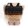 Ombre Human Hair 3 Bundles With Lace Closure Brazilian Peruvian Malaysian Indian Body Wave Three Tone Brown Blonde 1B427 Hair W1247258