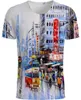 Nowa Moda T Koszulka 3D City Widok T-Shirt Mężczyźni Kobiety Tshirt Chic Koszulki Koszulki Eiffla Tower Tee Parasol Krótki Rękaw Kwiat Top S-5XL