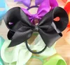 20PCS/4 inch Hair bow WITH Elastic Band Ponytail Hair Holder Kids Girl head accessories Elastic Loop Bobble School Dancing bows