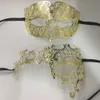 GNHYLL Amante Mulher Máscara de Prata Do Partido Dos Homens de Ouro Venetian Masquerade Máscaras de Casamento Bola de Ouro Mardi Gras Partido Máscaras de Olho conjunto