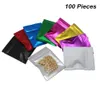 Muiti-Color 8.5x13 cm 100 PZ Mylar Foil Zipper Food Grade Storage Bag con Tacche a Strappo Foglio di Alluminio Sacchetti di Imballaggio Richiudibili per Spezie