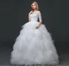 Vraie Photo Robe De Mariée 2018 Printemps Coréen Style Dentelle Demi Manches Robe De Mariée Blanc Princesse Dos Nu De Luxe vestidos de noiva