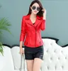 Large size 3XL Women's leather clothing outerwear 2017 spring short slim leather jacker women jackets coats pink