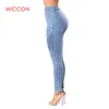 Jeans lunghi slim a pieghe da donna con design a pieghe Pantaloni a matita in vita elastica femminile Causale Hip Ladies XXL