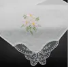 Vintage Pure Cotton Handkerchief Girl Napkin Embroidered Women Napkin Embroidered Butterfly Lace Flower Handkerchief Home tableware KD1