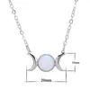 Fahsion Silver Plated Natural Stone Halsband Sun Moon Opal Turkos Rosa Kristall Hängsmycke Halsband för Kvinnor Smycken
