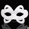 Halloween Partihandel Vit Unpainted Face Mask Vanlig Blank Version Pappersmassa Mask DIY Masquerade Masque Mask