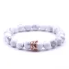 Crystal Crown Lave Rock White howlite Natural Stone strands Bracelet Beads Fashion Jewelry for Women Men will and sandy