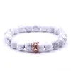 Crystal Crown Lave Rock Branco uivo natural fios de pedra de pulseira de braceletes j￳ias de moda para mulheres homens e arenosas