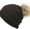 Gorro de punto de moda para mujer Otoño Invierno Sombrero cálido Skullies Marca Gorros Hip-Hop Gorros de pompón de lana KKA2684