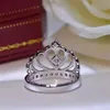 Vecalon Handmade Crown Pierścień 100% Soild 925 Sterling Silver Sona 5A Cyrkon CZ Zaręczynowy Zespół Ślubny Pierścienie Dla Kobiet Mężczyzn Prezent