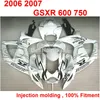 SUZUKI GSXR600 GSXR750 2006 2007 için yüksek sınıf Enjeksiyon kalıplama kaporta kiti siyah beyaz kaportalar GSXR 600 750 06 07 HG42