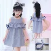 Designer Girl Dress Summer Baby Sleveled Surek Sute Strideed Sukienka z opaską na głowę 2PCS Dziecko Ubrania dla dzieci