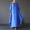 2018 Summer Plus Size Long Sleeve Dresses For Women 3xl 4xl 5xl Loose Cotton Linen Dress White Boho Shirt Dress Long Maxi Robe