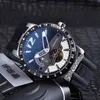 Ny Executive Rose Gold White / Blue Dial Automatic Tourbillon Mens Watch Blue Rubber Strap Sport Klockor Hight Quality Puretime UN-B115B2