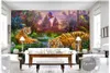 PAPEL DE PARED 3D Custom Foto Muurschildering Behang Forest Kleurrijke Papegaai Flying Lotus Pond Tiger Animal Children's Oil Painting Home Decor