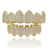 Hip Hop 18K Gold Plated Macro Pave CZ Icedout Grillz med extra gjutstänger inkluderade Whole3668534