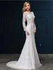Vintage Summer Bridal Gowns Scoop Neck Sweep Train Lace Wedding Dress with Appliques by Embroidered Full Lace Mermaid Wedding Dresses
