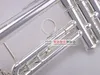 Instrumentos musicais profissionais LT180S-90 BB Trompete Bronze Prata Banhado A Mão Requintada Esculpida B Trombeta Plana Com Bocal