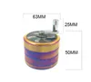 Colorful stripe hand tobacco grinder grinder rocker 63mm roof four layers of ground smoke detector