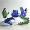 Thick Pyrex Glass Animal Bowl with Hookah 14mm 18mm Male Green Blue Snake Octopus Crocodile Herb Tobacco Bong Bowls for Glass Water Pipes Bongs