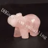 10st Natural semi Precious Gemstone Pink Rose Quartz Crystal Carving Elephant Totem Ovillkorlig Kärlek, Heart Healing, Feng Shui, lycka till