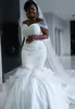 2022 Sexy sirène dentelle appliques robe de mariée perlée hors épaule tribunal train satin tulle organza à lacets dos robe de novia robes de mariée