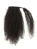 10a Naturlig Kinky Curly Human Hair Ponytail Hårstycke Wraps runt Natural Curly Panytail för svart Kvinnor African American Ponytail 160g