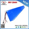 Smart Triangle Shape 36V 20AH E-rower bateria 1000W wbudowany w 3,7 V 2000MAH 18650 Komórka 30A BMS z ładowarką 42 V 2A Darmowa wysyłka