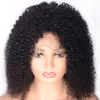 14 inch Cambodian Lace Front Human Hair Wigs Natural Color Kinky Curly Bob Wig for African Americn