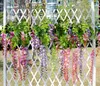 Wholesale Wisteria Fake Suspending Vigne Décorations de jardin Décorations de soie Feuillage de la soie Feuille Feuille Feuille Garland Plante Maison Décoration Couleurs pour choisir