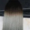 Extensions de cheveux naturels Remy argentés ombrés, couleur 1B, Balayage, Double tirage, qualité supérieure, 40 pièces/100g