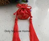 Kwiatowy Tassel Cute Mini Jedwabny Pokrowiec Satwin Sznurek Torby Prezentowe Do Pakowania Biżuterii Torba Tabliczwa Torba Mała Saszetka 8x9cm 2 sztuk / partia