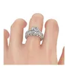 Vintage Jewelry Wedding Rings 925 Sterling Silver Princess Cut White Topaz CZ Diamond Gemstones Eternity Women Engagement Bridal R258l