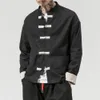 Kimono Jacket Men 2018男性綿のジャケット中国風の閉鎖ボタンKongfuコート男性緩い羊かし箱カーディガンオーバーコート5xl1