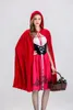 Little Red Riding Hood Cloak Cap Costume Dress Halloween Print Red Dress Castle Queen Cosplay Female Party Costumes Sets Dress