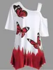 T-shirt tunica con stampa farfalla moda donna T-shirt estiva in cotone T-shirt maniche corte da donna Crop Top Taglie forti S-5XL