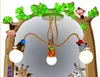 3 head E27 cartoon children's room chandelier bedroom lights cute monkey zebra creative lamps