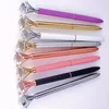 Grote Carat Diamond Crystal Pen Gem Ballpoint Pen Ring Bruiloft Kantoor Metalen Ring Roller Bal Pen Rose Gold Silver Pink Purple C806