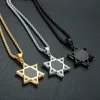 Conceptions populaires chevalière de franc-maçon pour hommes Hexagram Star Of David pendentif en acier inoxydable 316 collier maçonnique bijoux avec pierre noire