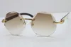 Hög kvalitet c dekoration svart mix vit buffel horn solglasögon 8200311 Rimless solglasögon unisex begränsad upplaga mode varumärke glasögon mode tillbehör