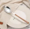 Stainless Steel Cutlery Set with Wooden Handle Eco-Friendly Western Tableware Sets Spoon Knife Fork High Quality Tableware