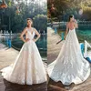 Fantastische neue Brautkleider mit Blumenapplikationen, langes A-Linien-Brautkleid mit V-Ausschnitt, rückenfreies, überkreuztes Brautkleid Robe de Mariee 2018