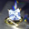 1 pièces nouvelle couleur or forme carrée anneau princesse coupe timbre pour les femmes pavé Zircon pierre bijoux de mariage incrusté anneaux