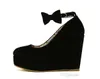 2013 Cute 2 suede purple wedges black wedges women's ankle strap high plarform wedges heel shoes