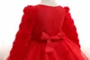 0-24m menina bebê flor bordado vestido para pequenas princesa roupa aniversário criança criança baptismo roupas batismo bola vestido