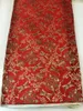 Tyg 8 meter/PC Hot Sale Red African Cotton Tyg och guld Phoenix -mönster Broderi Swiss Voile Spets för kläder JC213