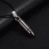 Men Titanium Steel Necklaces Bullet Pendant Leather Chain Necklace Women Jewelry