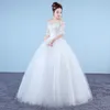 Vestidos de novia sencillos de princesa blanca personalizados 2018 nuevo estilo coreano encaje media manga cuello barco vestido de novia vestido de noiva